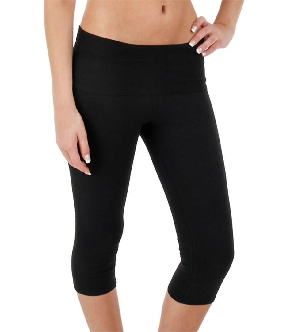 Beyond Yoga Women's Eco Fold Over Capri Black CLOTHING 5 Beyond Yoga Women's Eco Fold Over Capri Black CLOTHING