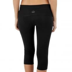 Beyond Yoga Women's Eco Fold Over Capri Black CLOTHING 12 Beyond Yoga Women's Eco Fold Over Capri Black CLOTHING