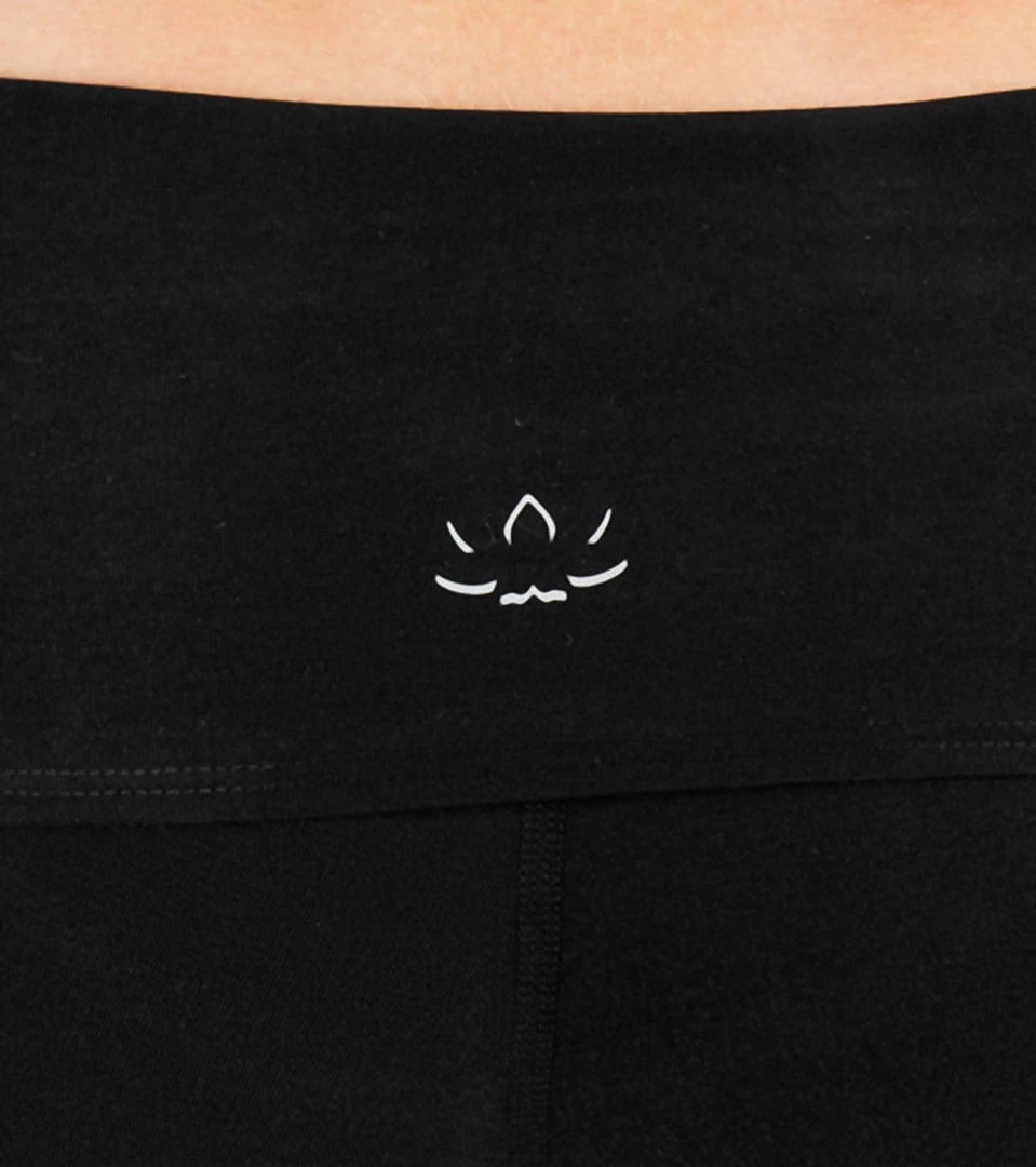 Beyond Yoga Women's Eco Fold Over Capri Black CLOTHING 7 Beyond Yoga Women's Eco Fold Over Capri Black CLOTHING