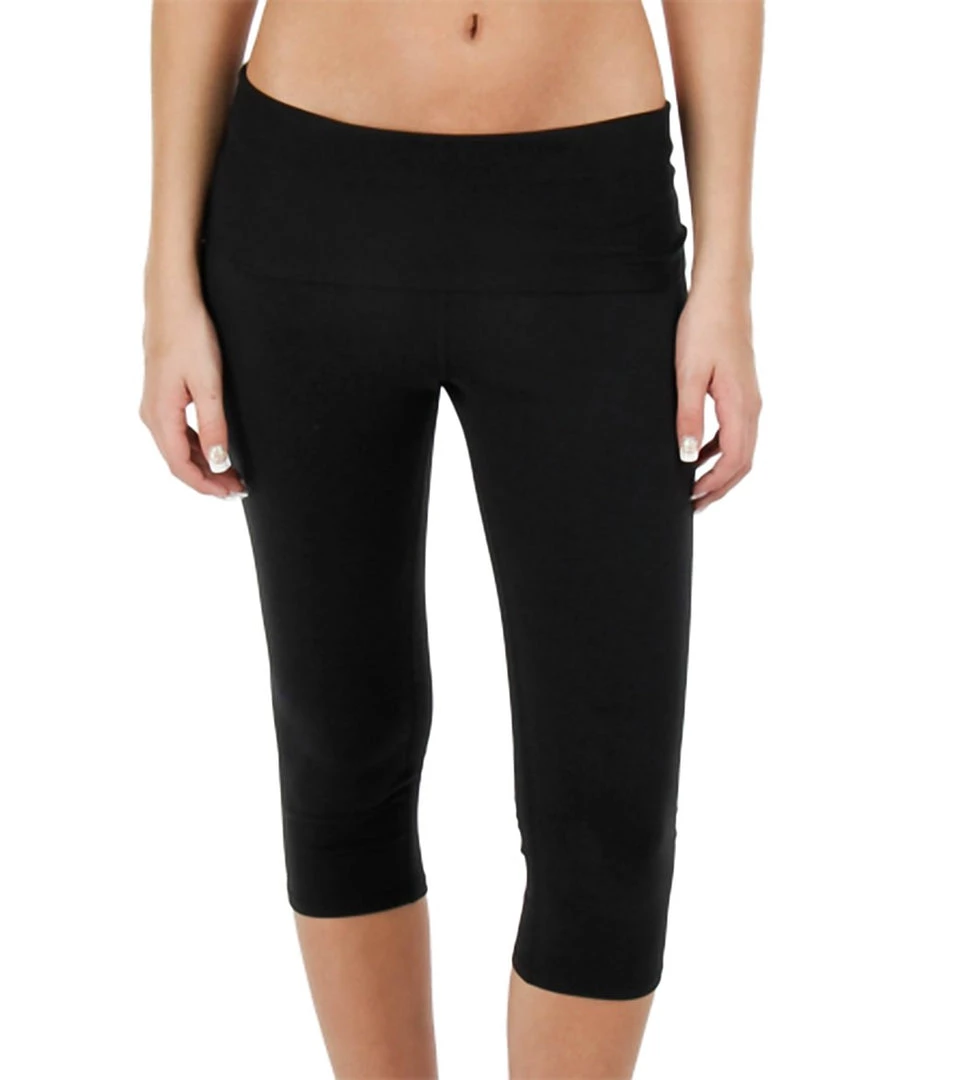 Beyond Yoga Women's Eco Fold Over Capri Black CLOTHING 9 Beyond Yoga Women's Eco Fold Over Capri Black CLOTHING