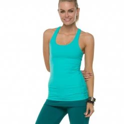 Beyond Yoga Long Racerback Cami Electric Teal CLOTHING