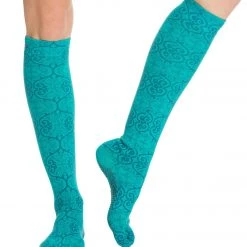 Toesox Knee High Scrunch Full-Toe Yoga Grip Socks Mosaic CLOTHING
