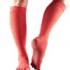 Toesox Knee High Scrunch Full-Toe Yoga Grip Socks Fishnet Poppy