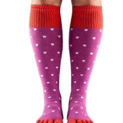 Toesox Knee High Scrunch Full-Toe Yoga Grip Socks Poppy Polka CLOTHING