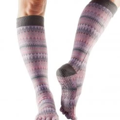 Toesox Knee High Scrunch Full-Toe Yoga Grip Socks Siren