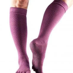 Toesox Knee High Scrunch Full-Toe Yoga Grip Socks Fishnet Luscious CLOTHING