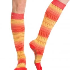 Toesox Knee High Scrunch Full-Toe Yoga Grip Socks Sunrise