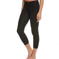 Beyond Yoga Back Gathered Yoga Capris Jet Black