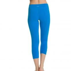 Beyond Yoga Back Gathered Yoga Capris Deep Sea Blue CLOTHING