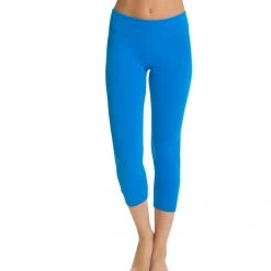 Beyond Yoga Back Gathered Yoga Capris Deep Sea Blue CLOTHING