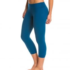 CLOTHING Beyond Yoga Back Gathered Yoga Capris Mosaic Blue 10 CLOTHING Beyond Yoga Back Gathered Yoga Capris Mosaic Blue