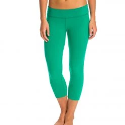 Beyond Yoga Back Gathered Yoga Capris Bright Emerald CLOTHING