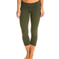 CLOTHING Beyond Yoga Back Gathered Yoga Capris Wintergreen