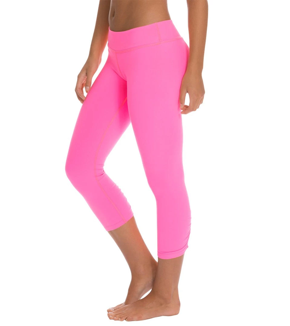 CLOTHING Beyond Yoga Back Gathered Yoga Capris Shocking Pink 4 CLOTHING Beyond Yoga Back Gathered Yoga Capris Shocking Pink