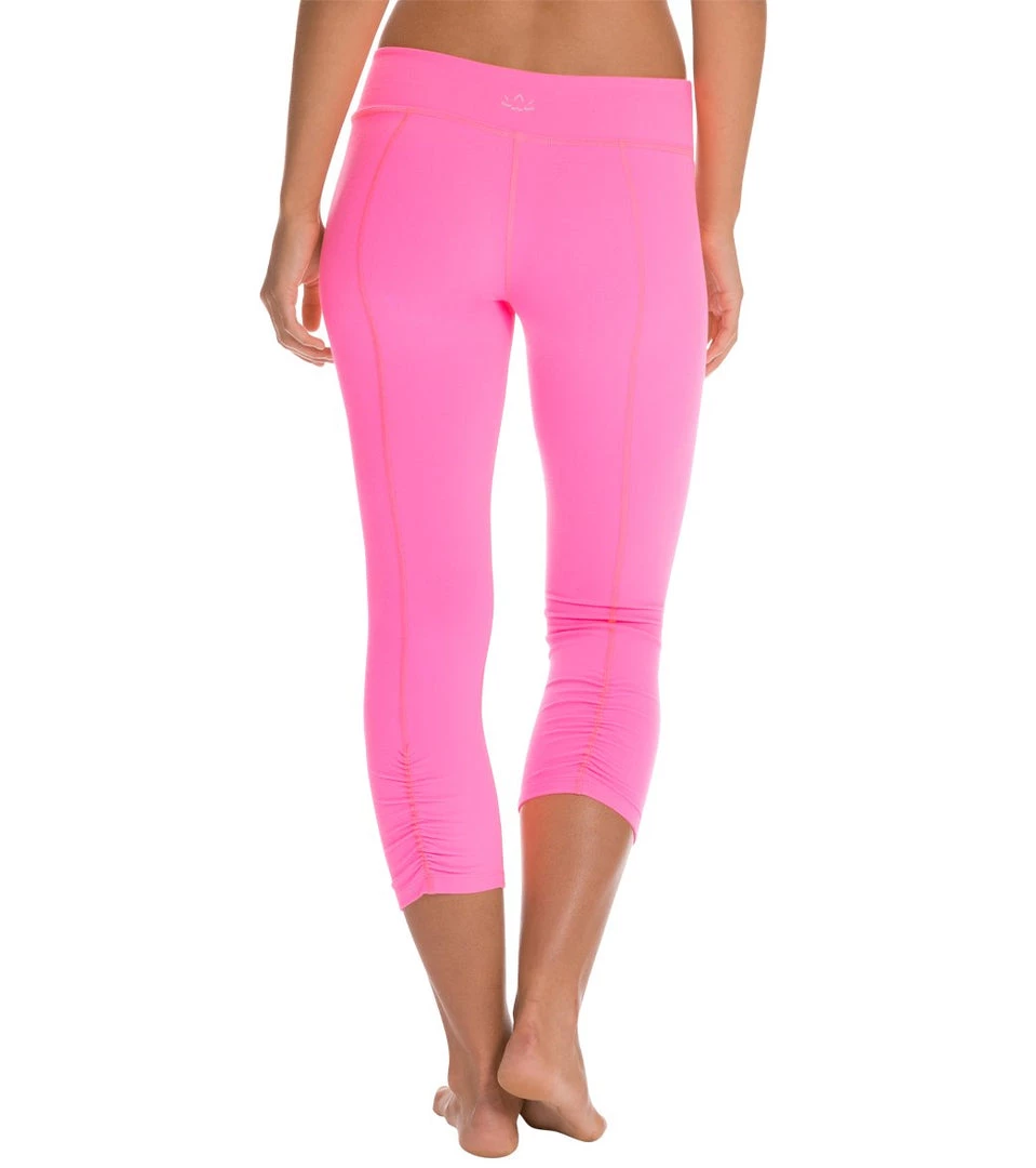 CLOTHING Beyond Yoga Back Gathered Yoga Capris Shocking Pink 5 CLOTHING Beyond Yoga Back Gathered Yoga Capris Shocking Pink