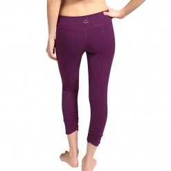 Beyond Yoga Back Gathered Yoga Capris Plum Wine CLOTHING