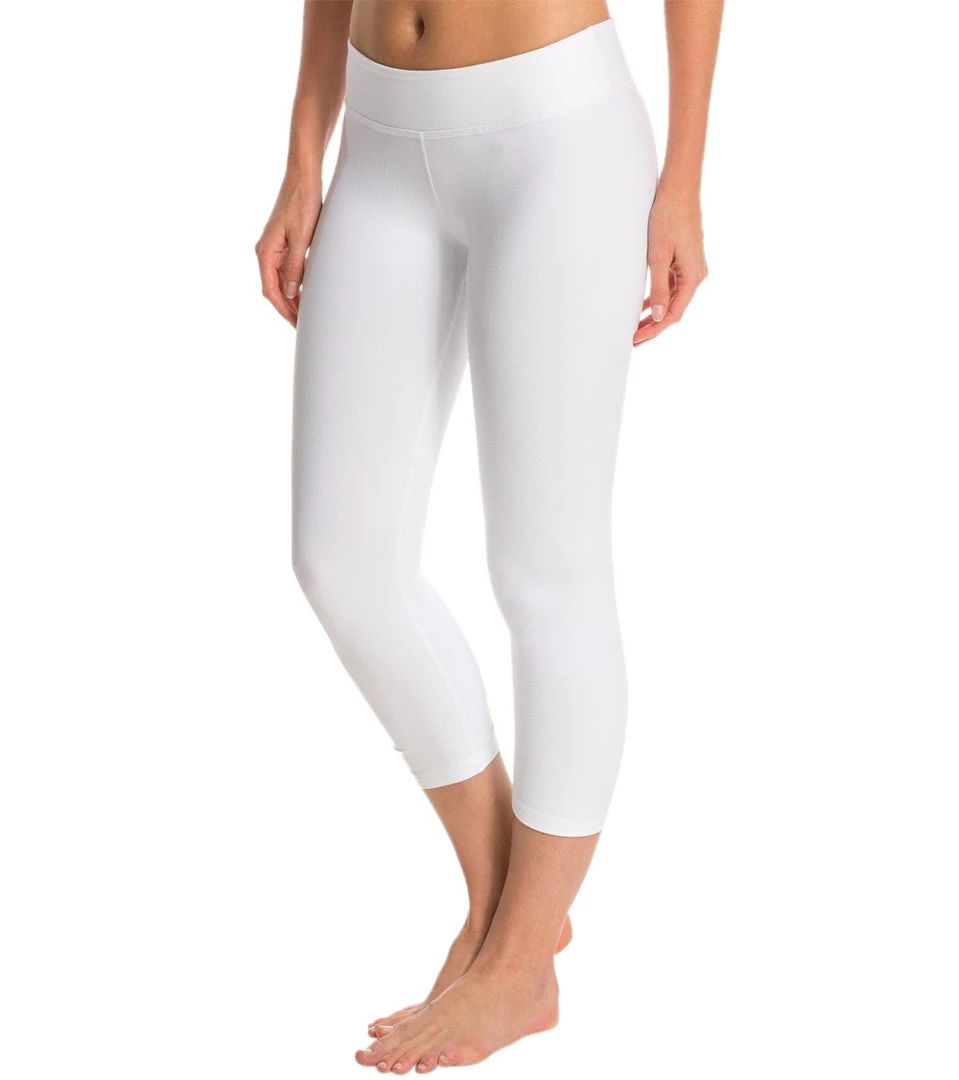 CLOTHING Beyond Yoga Back Gathered Yoga Capris White 5 CLOTHING Beyond Yoga Back Gathered Yoga Capris White