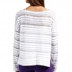 CLOTHING Beyond Yoga Slouchy Pullover White/Light Heather Gray Stripe