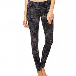 Alo Yoga Airbrush Yoga Leggings Denim Painted Tiles CLOTHING
