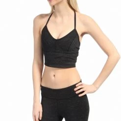 Beyond Yoga Pique T-Back Bralet Dark Heather Gray