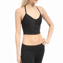 Beyond Yoga Pique T-Back Bralet Dark Heather Gray