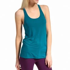 CLOTHING Beyond Yoga Sleek Stripe Twist Racerback Tank Teal Blue Stripe