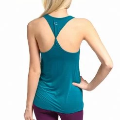 CLOTHING Beyond Yoga Sleek Stripe Twist Racerback Tank Teal Blue Stripe