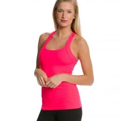 CLOTHING Beyond Yoga Open Back Curved Supplex Tank Neon Berry