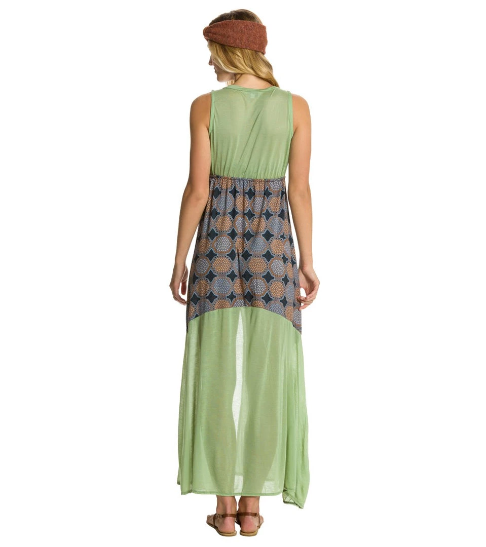 Yak & Yeti Journey Print Front Slit Maxi Gray/Olive 5 Yak & Yeti Journey Print Front Slit Maxi Gray/Olive