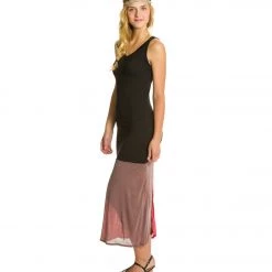 Yak & Yeti Color Block Front Slit Maxi Black CLOTHING
