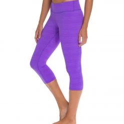 Beyond Yoga Stripe-Hype Capris Heather Electric Violet Stripe CLOTHING 10 Beyond Yoga Stripe-Hype Capris Heather Electric Violet Stripe CLOTHING