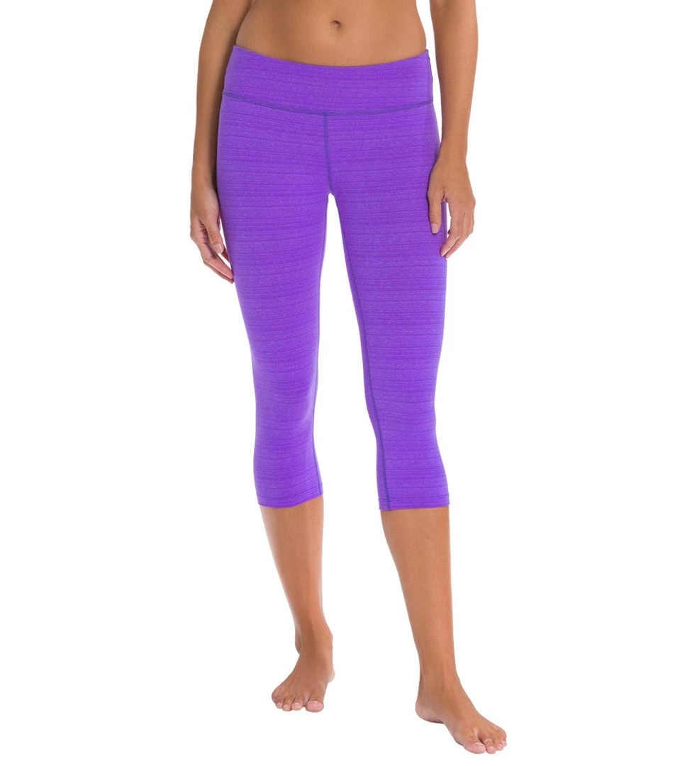 Beyond Yoga Stripe-Hype Capris Heather Electric Violet Stripe CLOTHING 9 Beyond Yoga Stripe-Hype Capris Heather Electric Violet Stripe CLOTHING