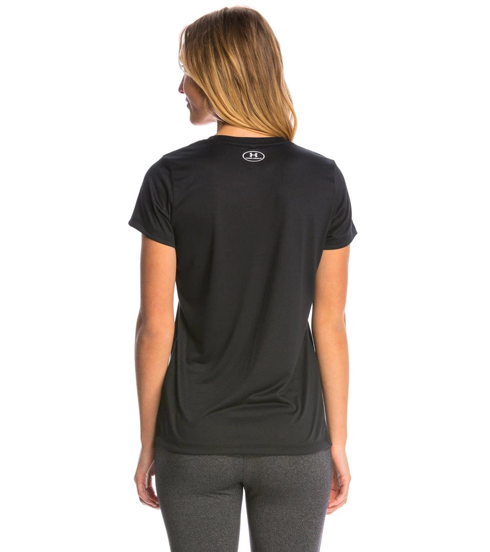 CLOTHING Under Armour Women's Tech V-Neck Shirt Black/Metallic Silver 5 CLOTHING Under Armour Women's Tech V-Neck Shirt Black/Metallic Silver