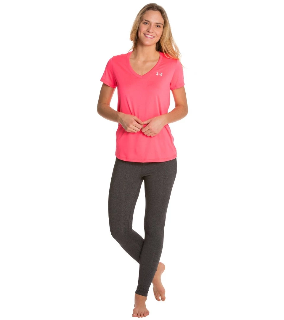 Under Armour Women's Tech V-Neck Shirt Pink Shock/Metallic Silver 6 Under Armour Women's Tech V-Neck Shirt Pink Shock/Metallic Silver