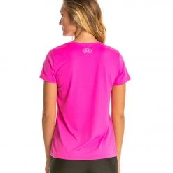 Under Armour Women's Tech V-Neck Shirt Rebel Pink/Metallic Silver CLOTHING