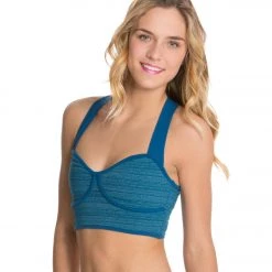 CLOTHING Beyond Yoga Stripe-Hype Baby Doll Bralet Heather Moroccan Blue Stripe