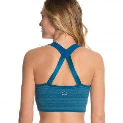 CLOTHING Beyond Yoga Stripe-Hype Baby Doll Bralet Heather Moroccan Blue Stripe