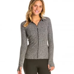 CLOTHING Beyond Yoga Peplum Back Jacket Black-Steel