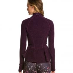 CLOTHING Beyond Yoga Peplum Back Jacket Black-Imperial Violet