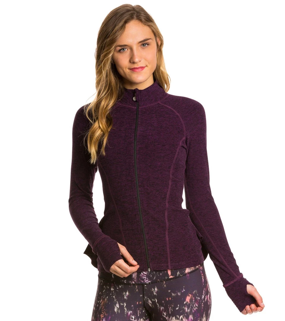CLOTHING Beyond Yoga Peplum Back Jacket Black-Imperial Violet 4 CLOTHING Beyond Yoga Peplum Back Jacket Black-Imperial Violet
