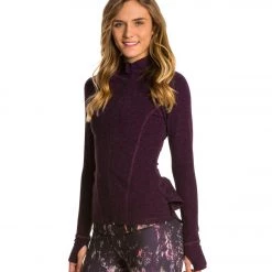CLOTHING Beyond Yoga Peplum Back Jacket Black-Imperial Violet 11 CLOTHING Beyond Yoga Peplum Back Jacket Black-Imperial Violet