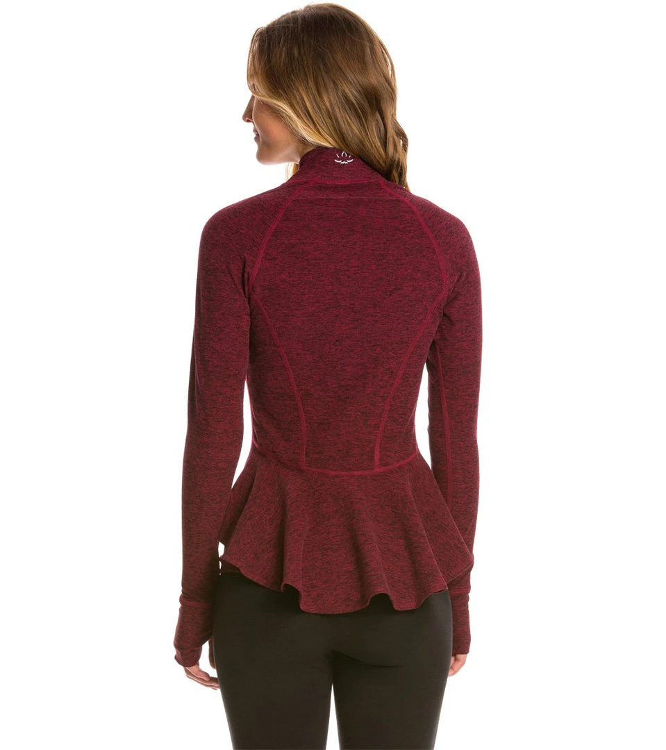 Beyond Yoga Peplum Back Jacket Black-Garnet Red 3 Beyond Yoga Peplum Back Jacket Black-Garnet Red