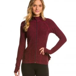 Beyond Yoga Peplum Back Jacket Black-Garnet Red 10 Beyond Yoga Peplum Back Jacket Black-Garnet Red