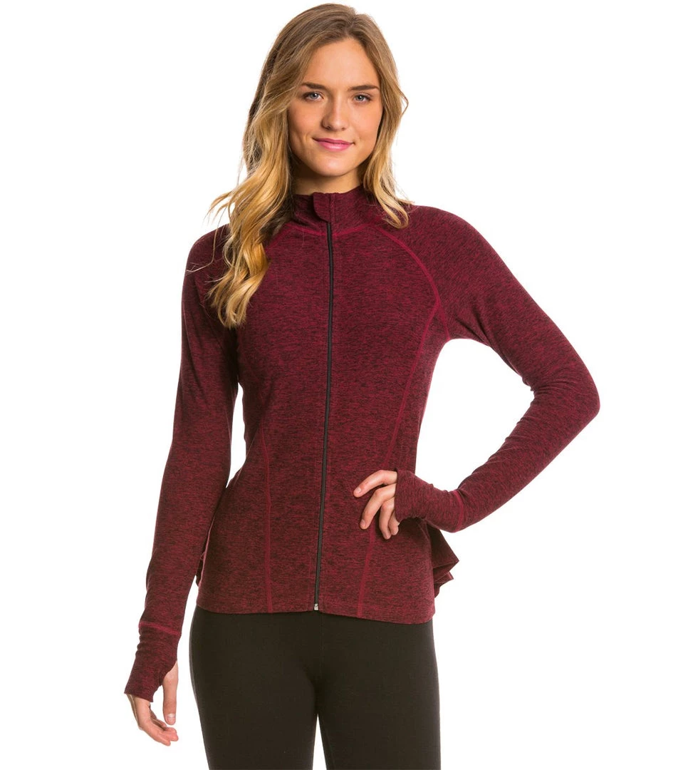 Beyond Yoga Peplum Back Jacket Black-Garnet Red 4 Beyond Yoga Peplum Back Jacket Black-Garnet Red