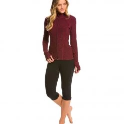 Beyond Yoga Peplum Back Jacket Black-Garnet Red 12 Beyond Yoga Peplum Back Jacket Black-Garnet Red
