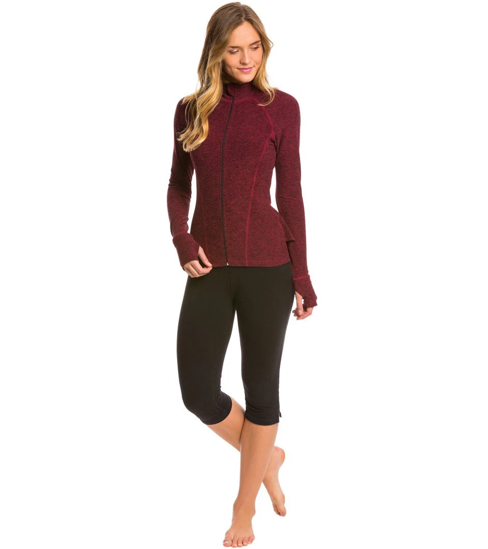 Beyond Yoga Peplum Back Jacket Black-Garnet Red 6 Beyond Yoga Peplum Back Jacket Black-Garnet Red
