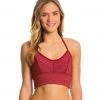 CLOTHING Beyond Yoga Stripe T-Back Bralette Garnet Red
