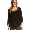 Yak & Yeti Boho Slouchy Top Black CLOTHING