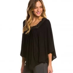 Yak & Yeti Boho Slouchy Top Black CLOTHING
