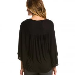 Yak & Yeti Boho Slouchy Top Black CLOTHING